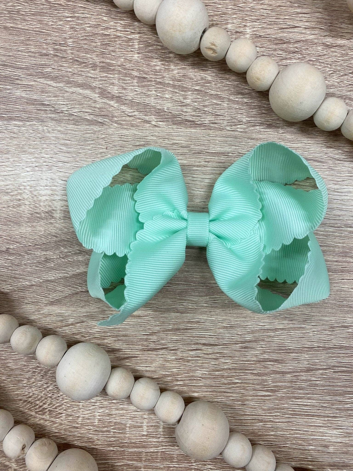 4.5" Classic Scalloped Hair Bow | Clip or Headband