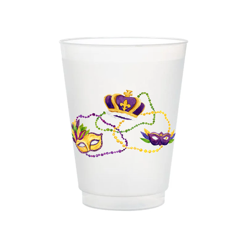 Mardi Gras Beads Frosted Cups | Set of 6