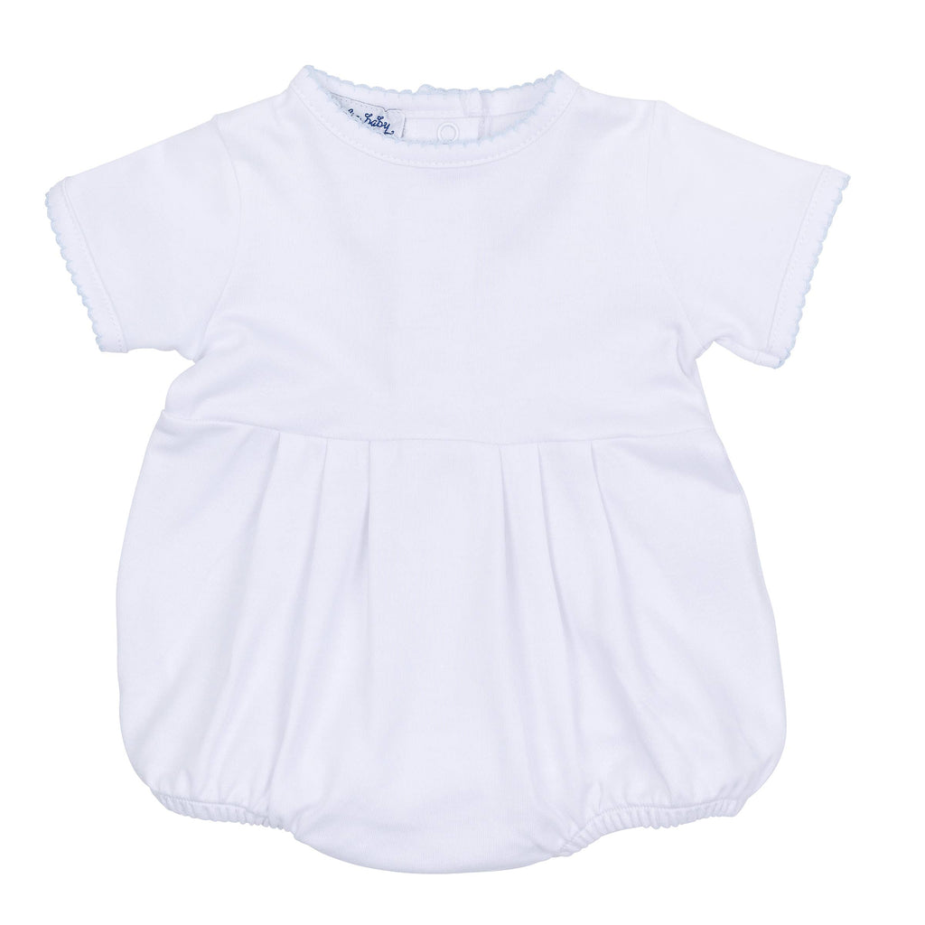 Essentials Bubble - White with Blue Picot Trim