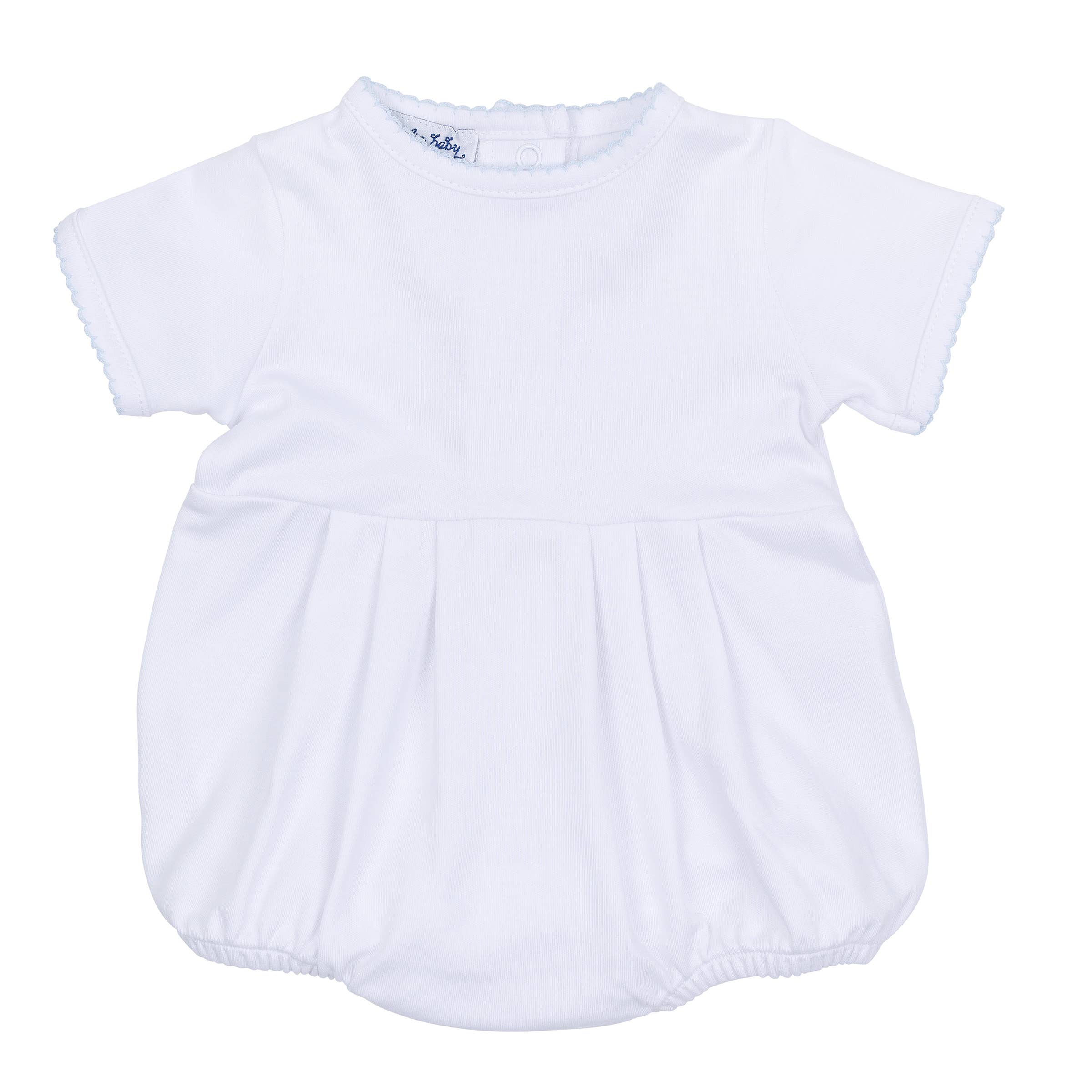Essentials Bubble - White with Blue Picot Trim