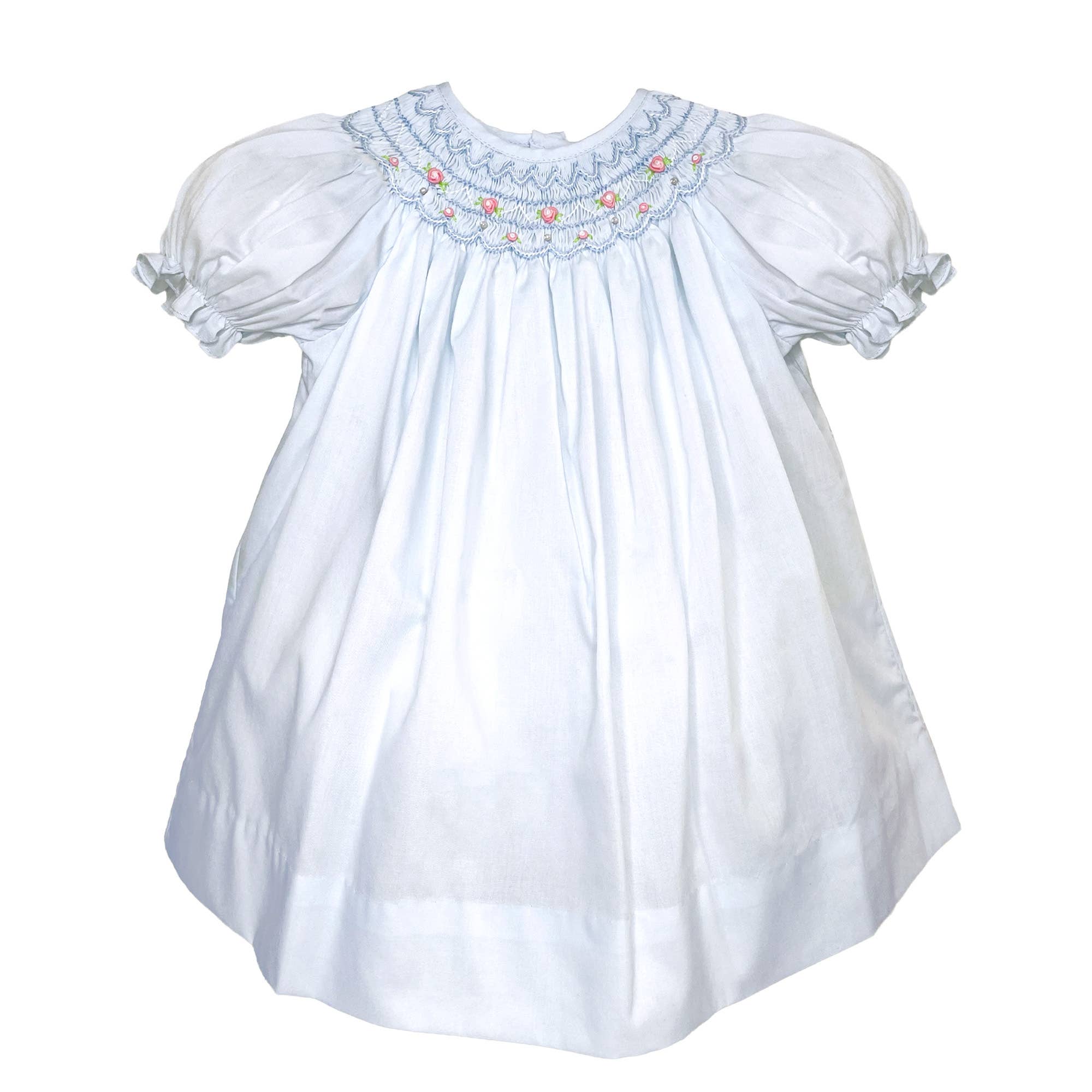 Dress with Hand Bishop Scalloped Smocking - 2 Colors