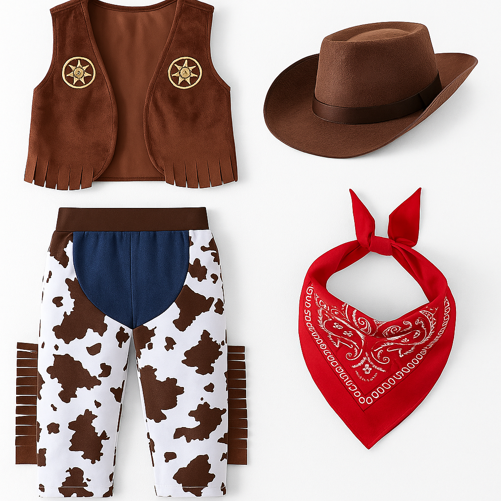 Cowboy 4-Piece  Brown Toddler Costume Outfit