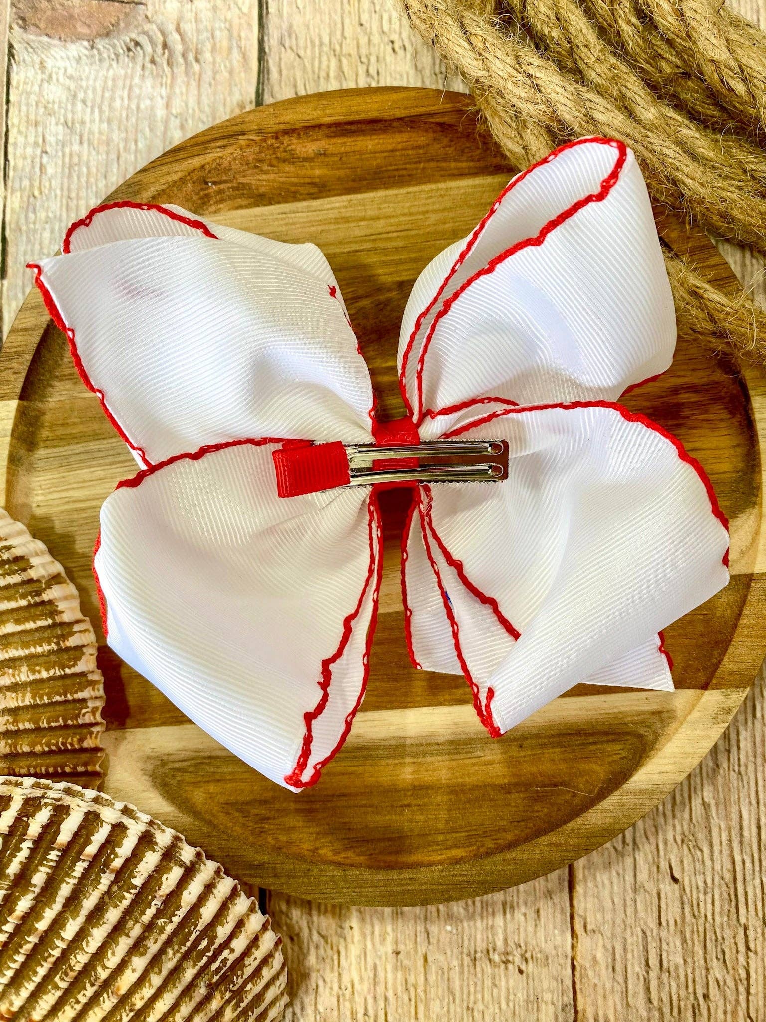 Sailboat Embroidered Classic Hair Bow | Clip or Headband