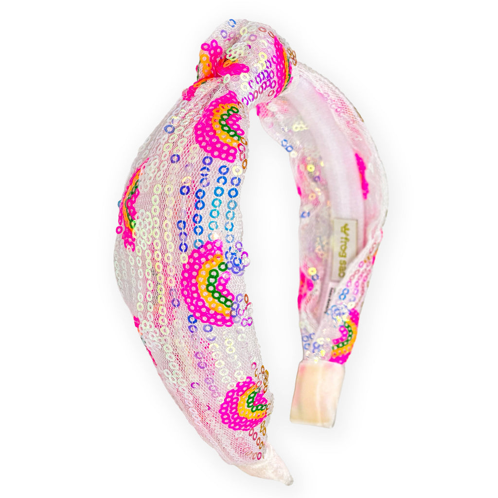 Kids Sequin Knot Headband - Rainbow