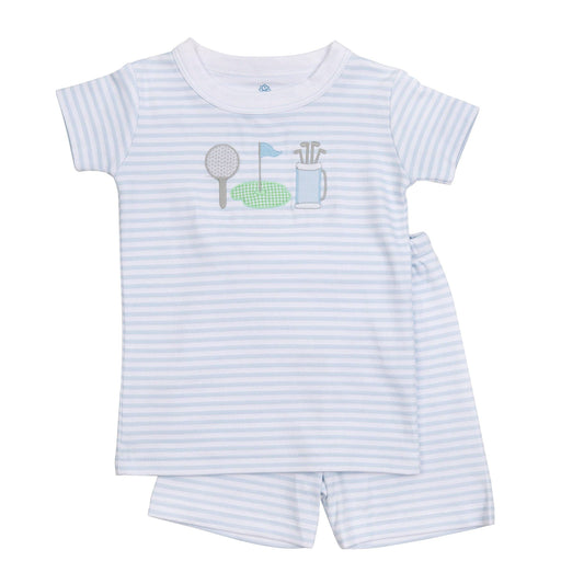 Putting Green Applique Short Pajamas - Light Blue