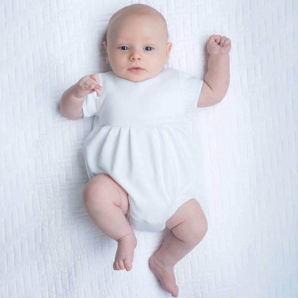 Essentials Bubble - White with Blue Picot Trim