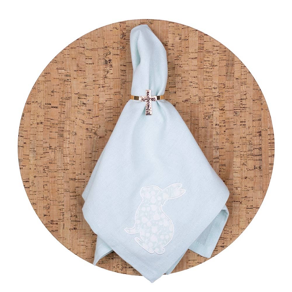 Aubrey Bunny Napkin   Mist/White   18x18