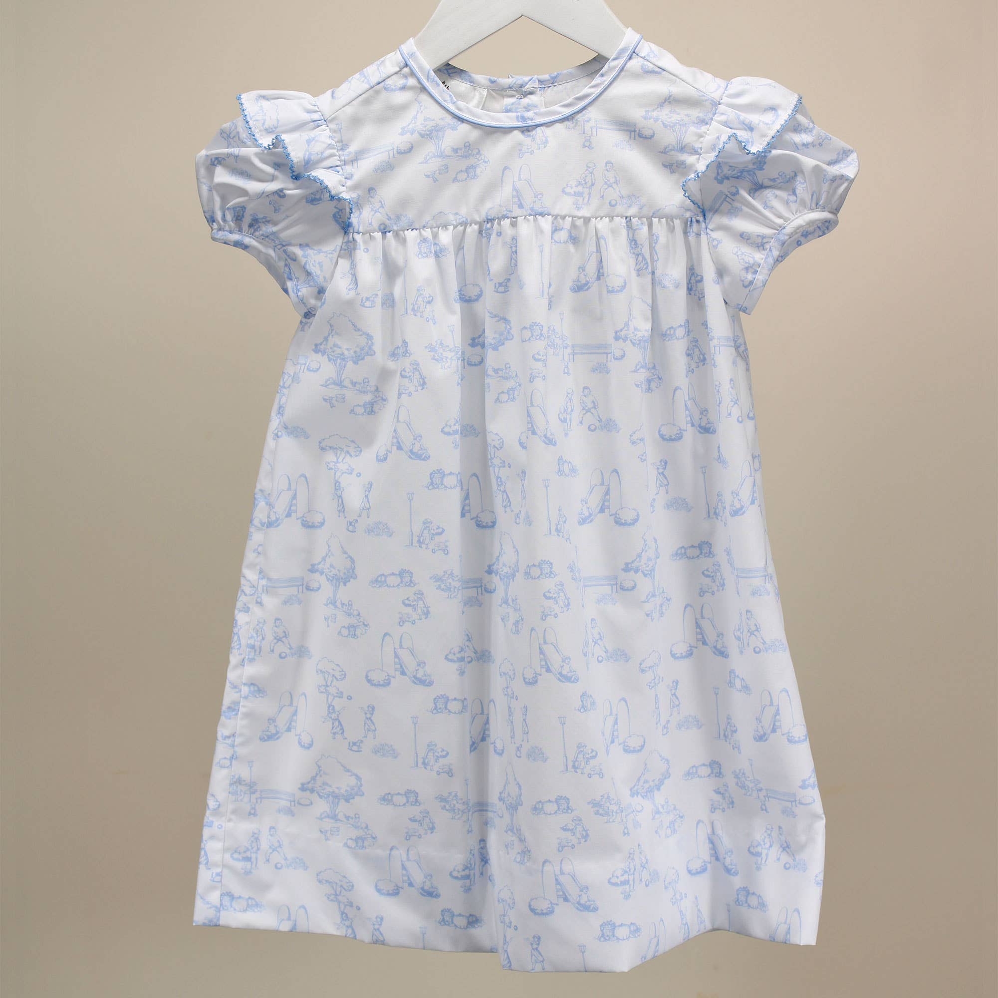 Toile de Jouy Blue Everly Dress