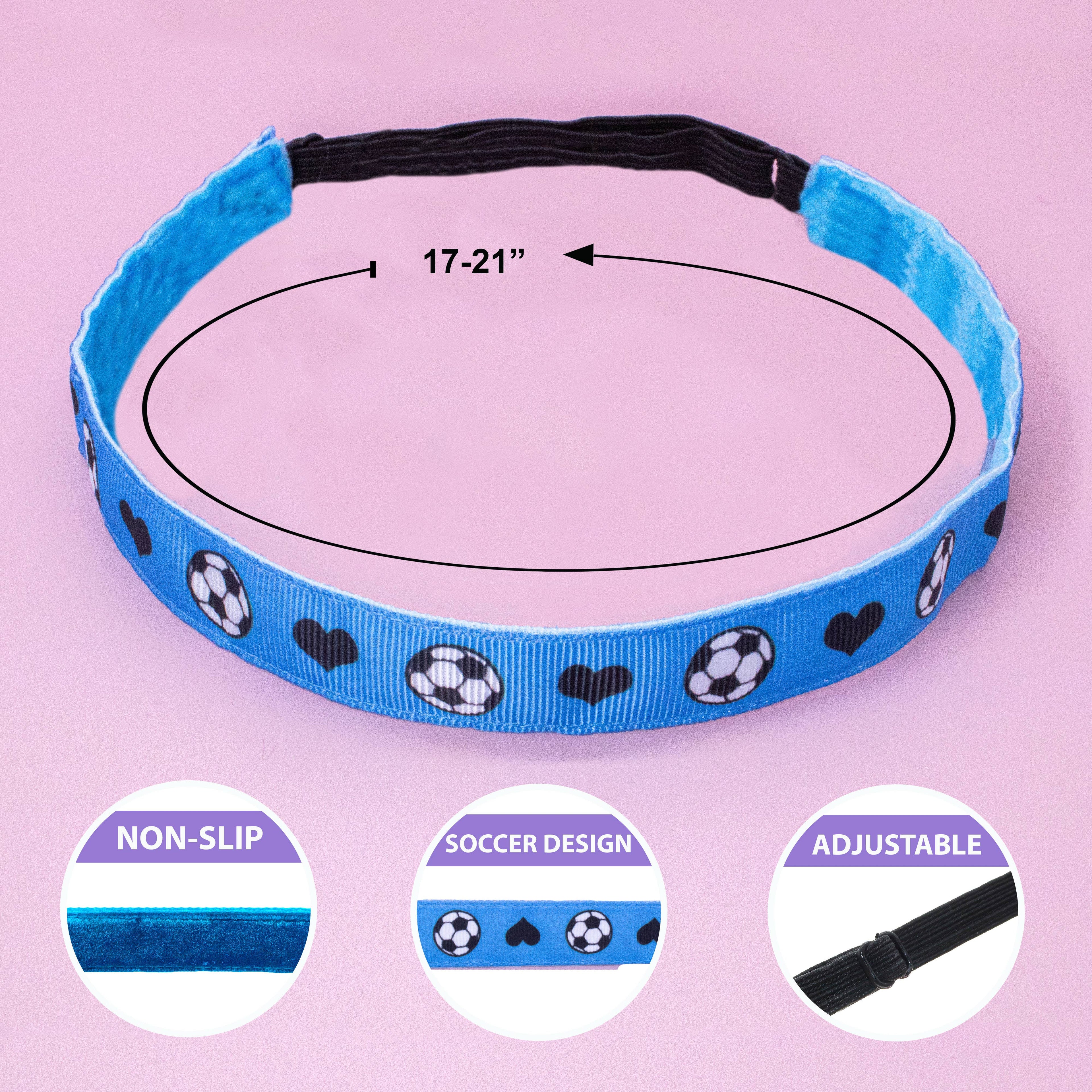 Adjustable No Slip Soccer Headbands: Blue / 1 Pack