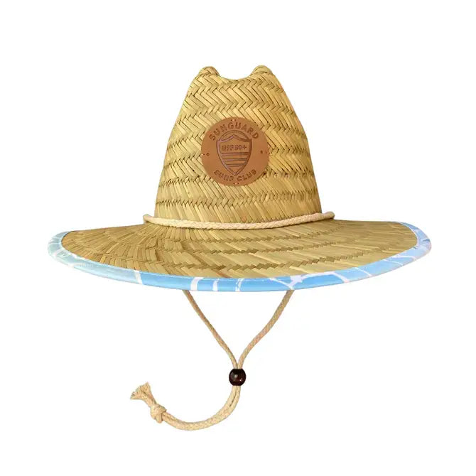Little Straw Lifeguard Hat (Blue Monstera)
