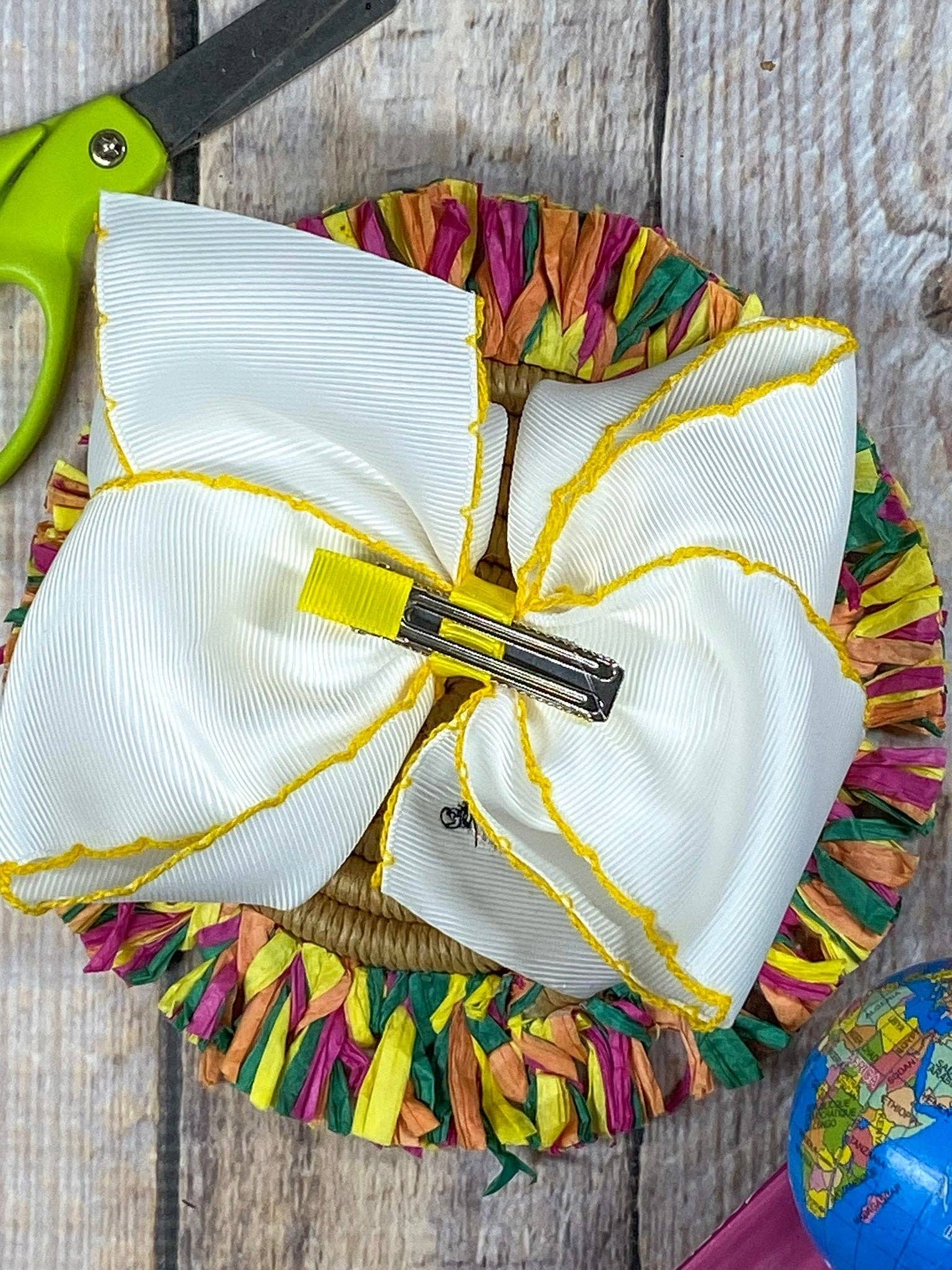 Pencil Embroidered Moonstitch Hair Bow | Clip or Headband