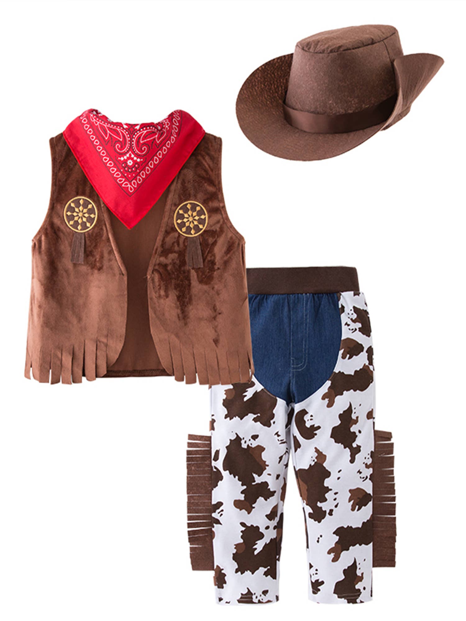 Cowboy 4-Piece  Brown Toddler Costume Outfit