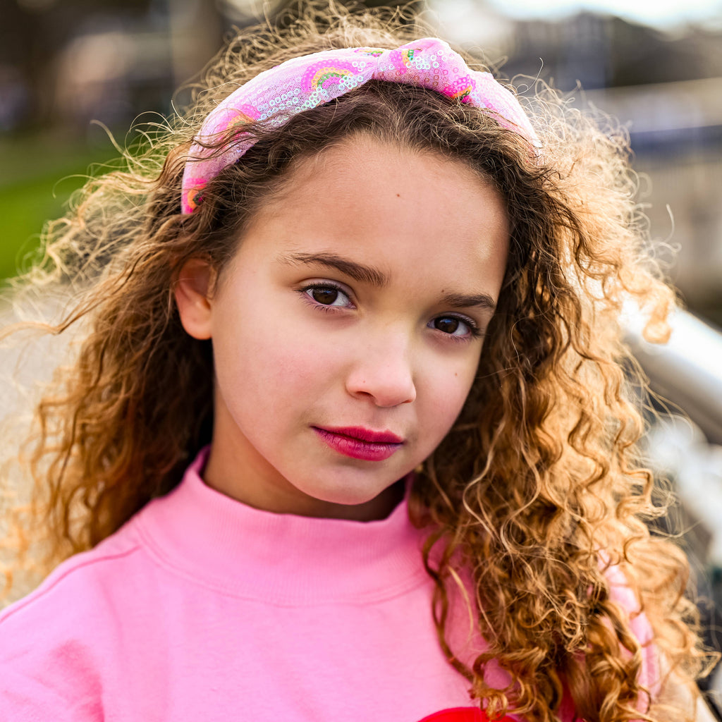Kids Sequin Knot Headband - Rainbow