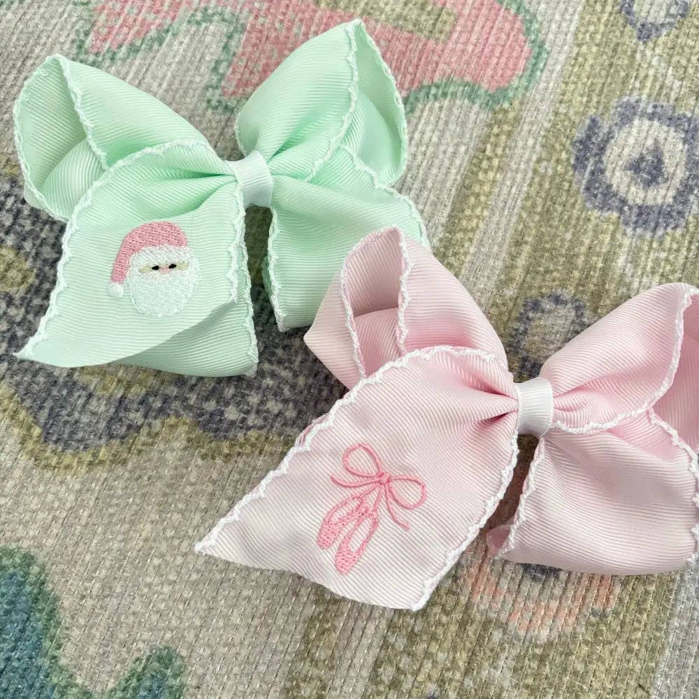 Classic Grosgrain Moonstitch Hair Bow - Medium