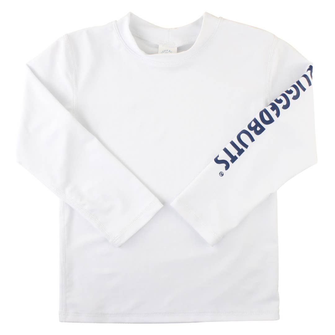 Boys White Long Sleeve Logo Rash Guard