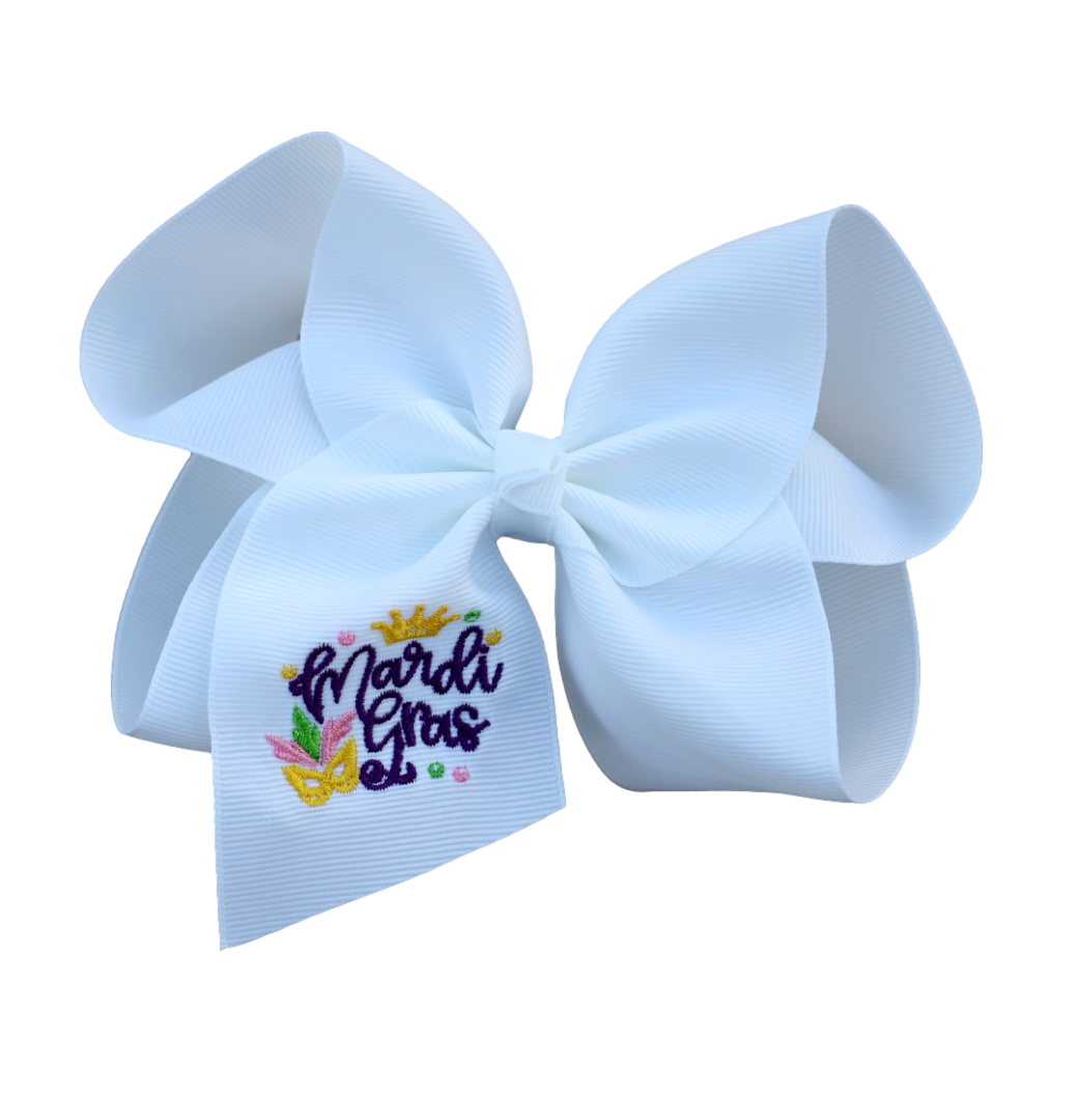 Mardi Gras Embroidered Hair Bow