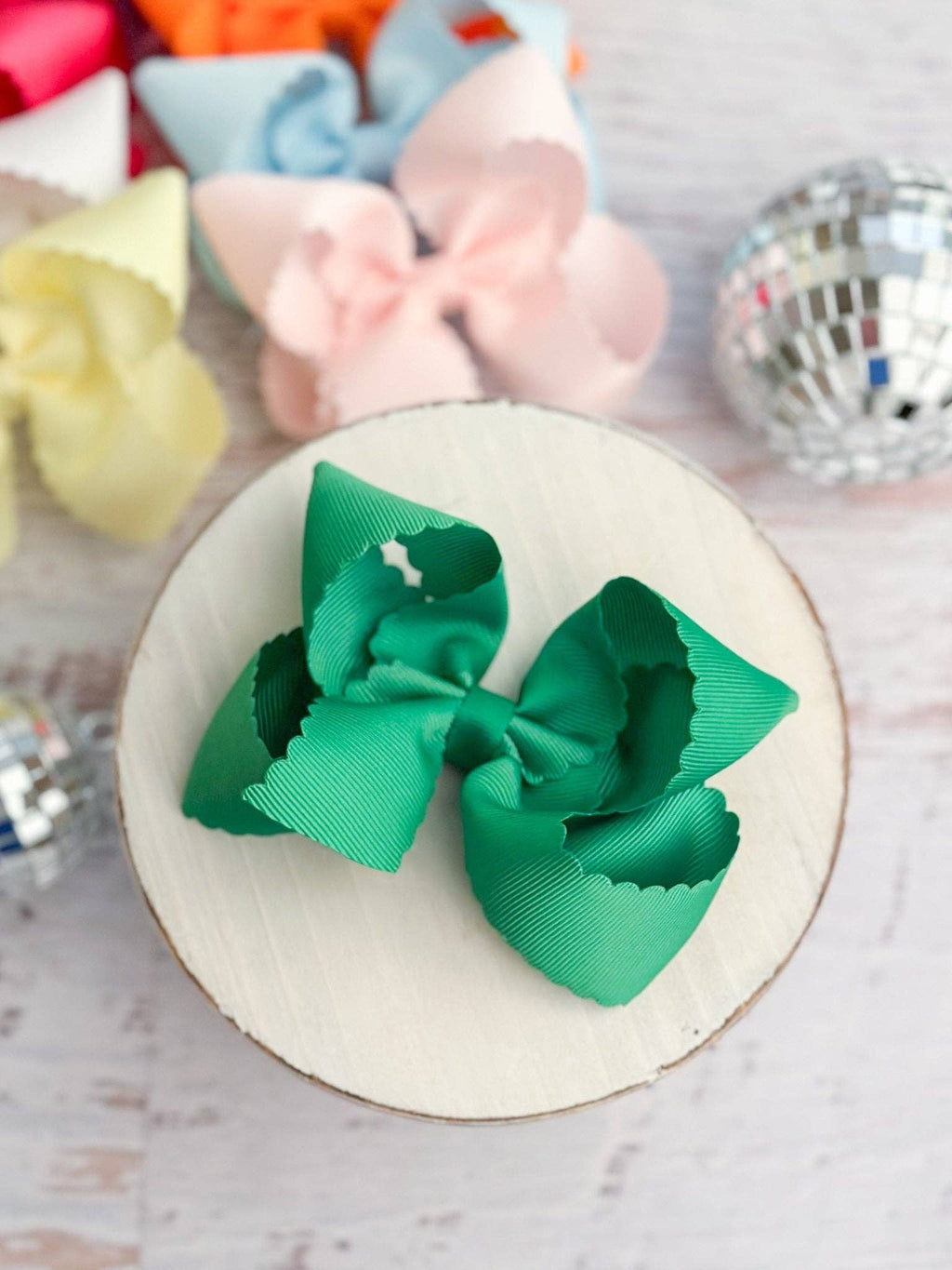 4.5" Classic Scalloped Hair Bow | Clip or Headband