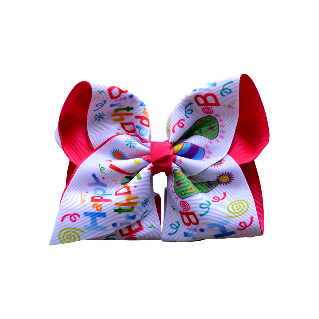 Happy Birthday Layered Printed Bow