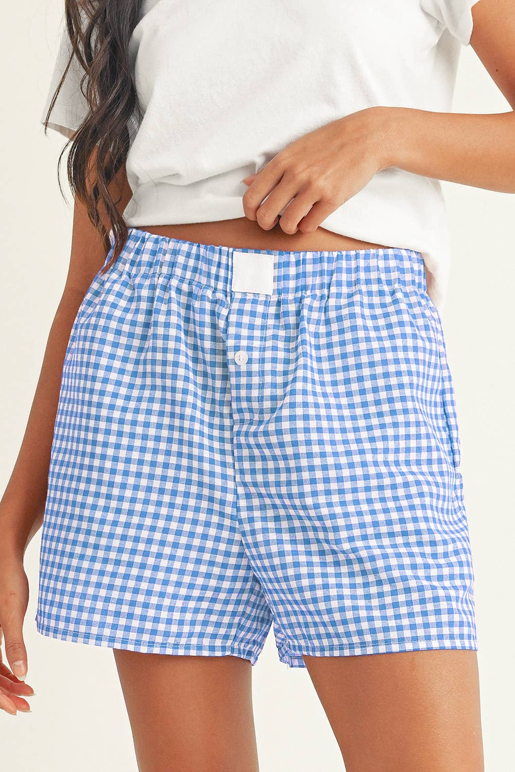 LDC Vintage Plaid Print High Waisted Loose Wide Leg Shorts