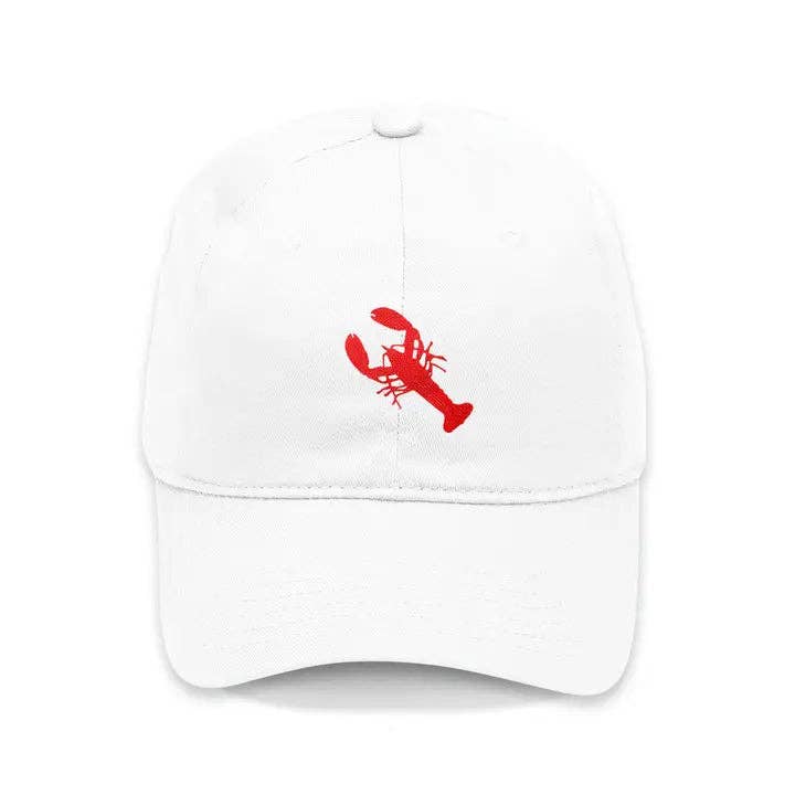Coastal Lobster Embroidered Baseball Cap Beach Vacation Hat #M190VL-LOBWT