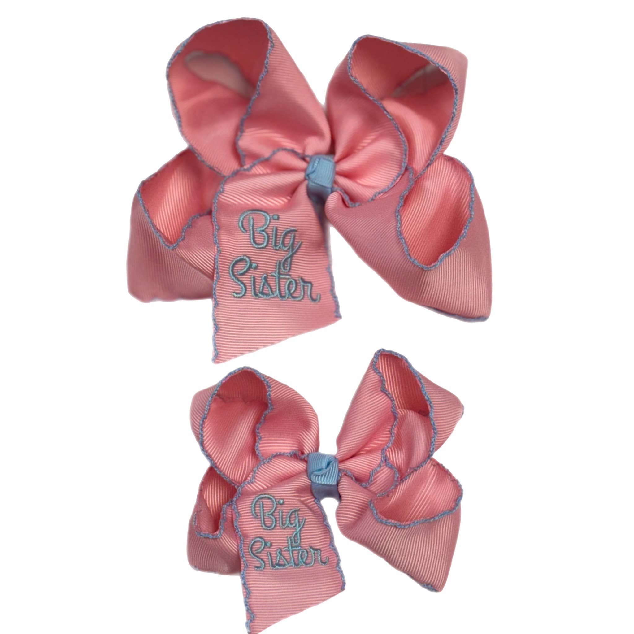 Big Sister Pink/Blue Moonstitch Hair Bow
