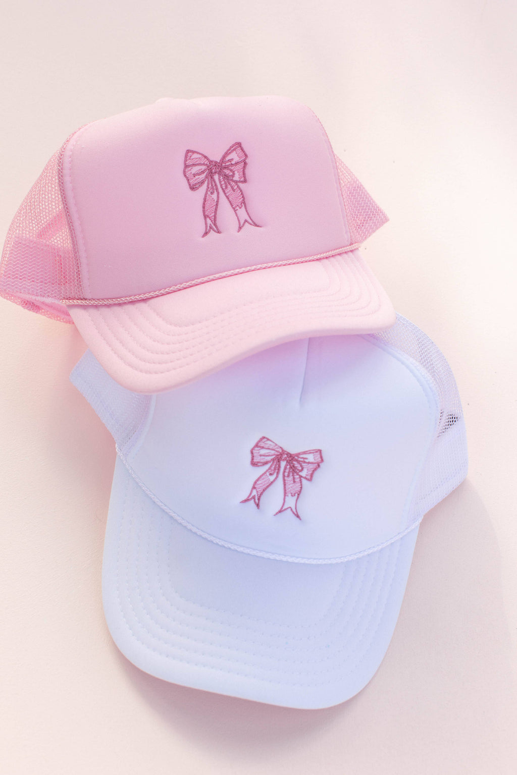Kids or Adults Coquette Bow Embroidery Trucker Hat Cap