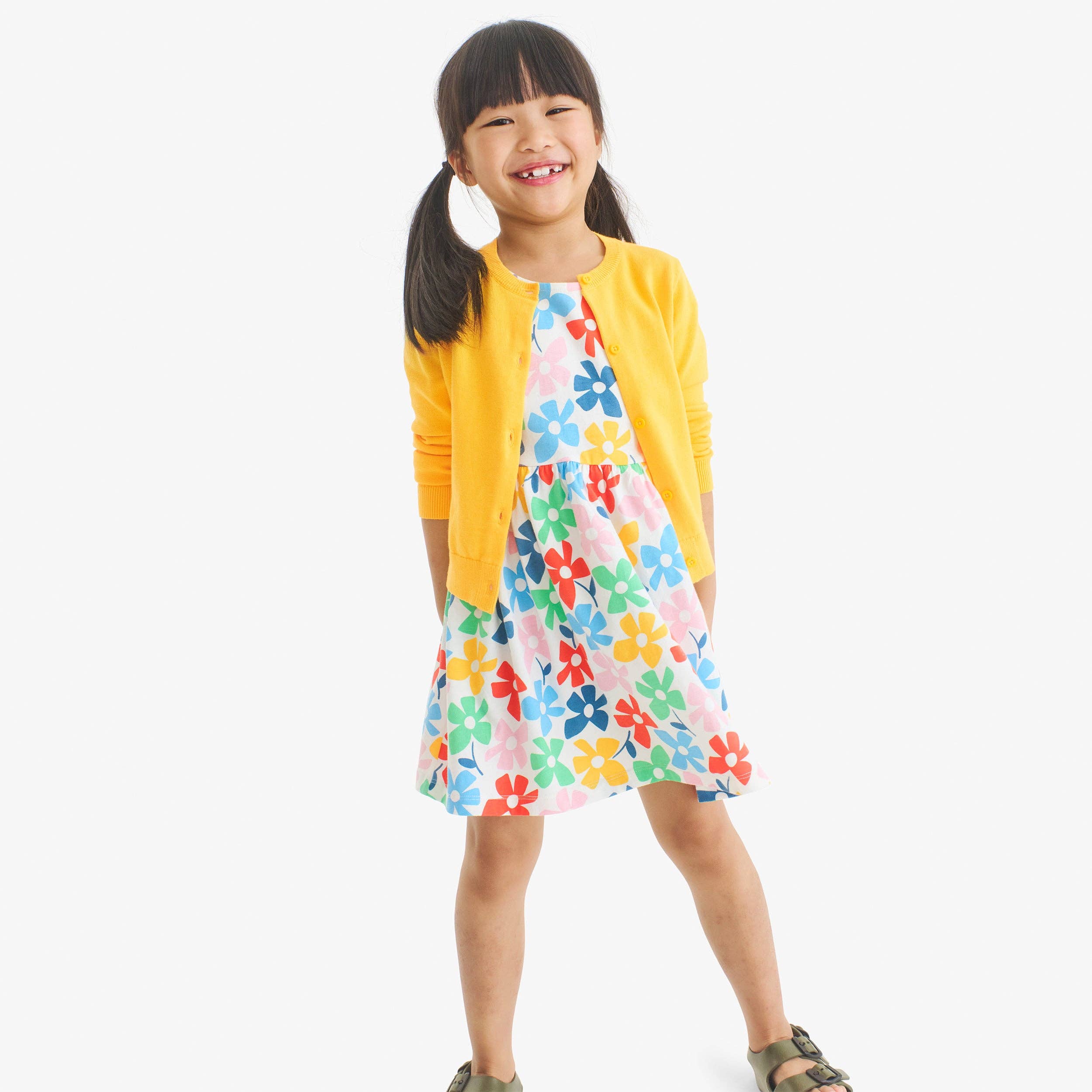 Kids backyard dress in rainbow blooms
