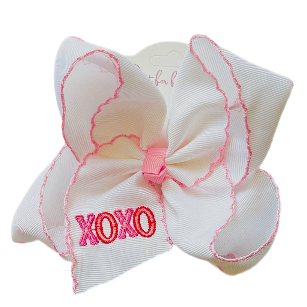 XOXO Embroidered Moonstitch Hair Bow