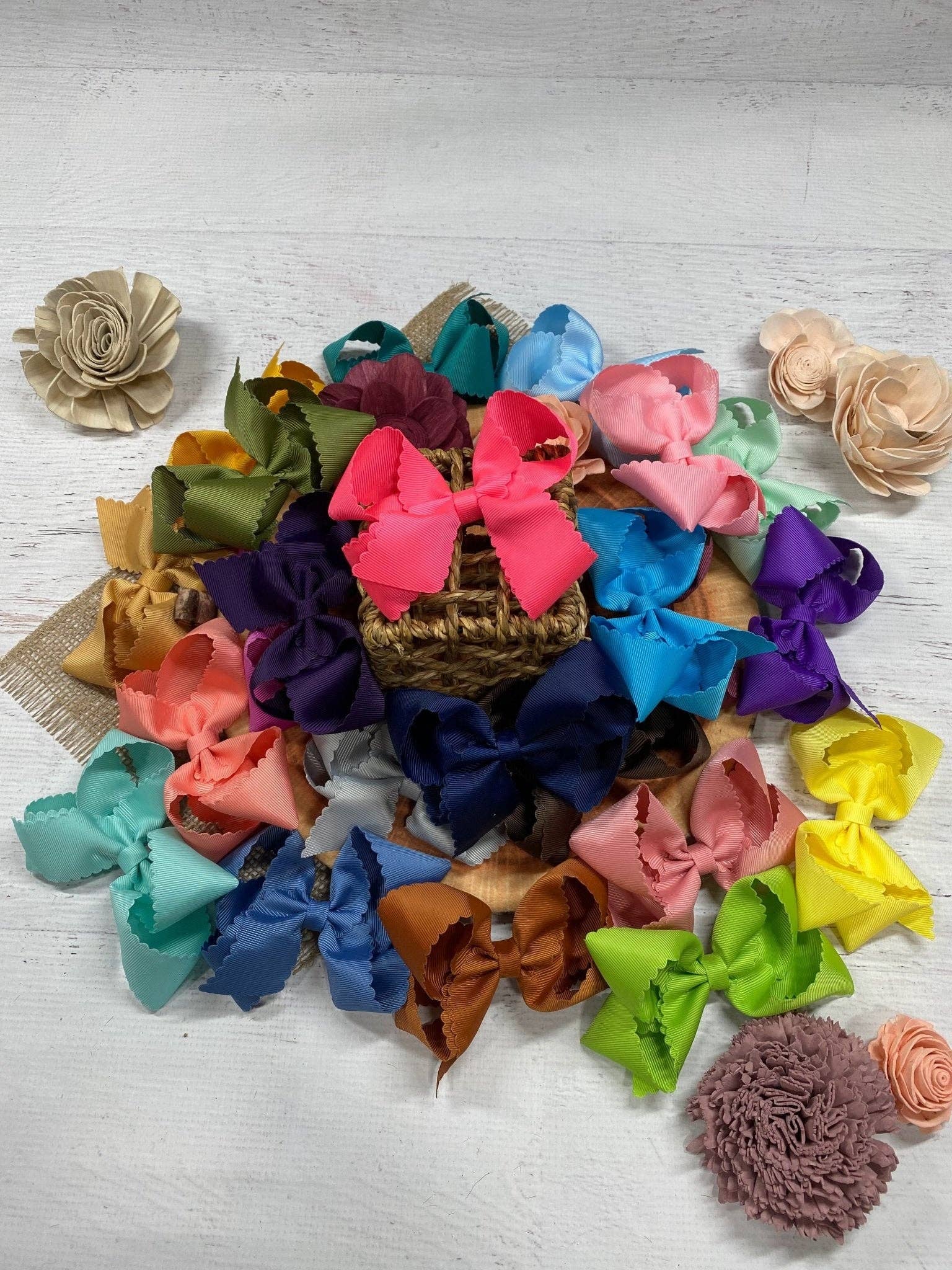 4.5" Classic Scalloped Hair Bow | Clip or Headband