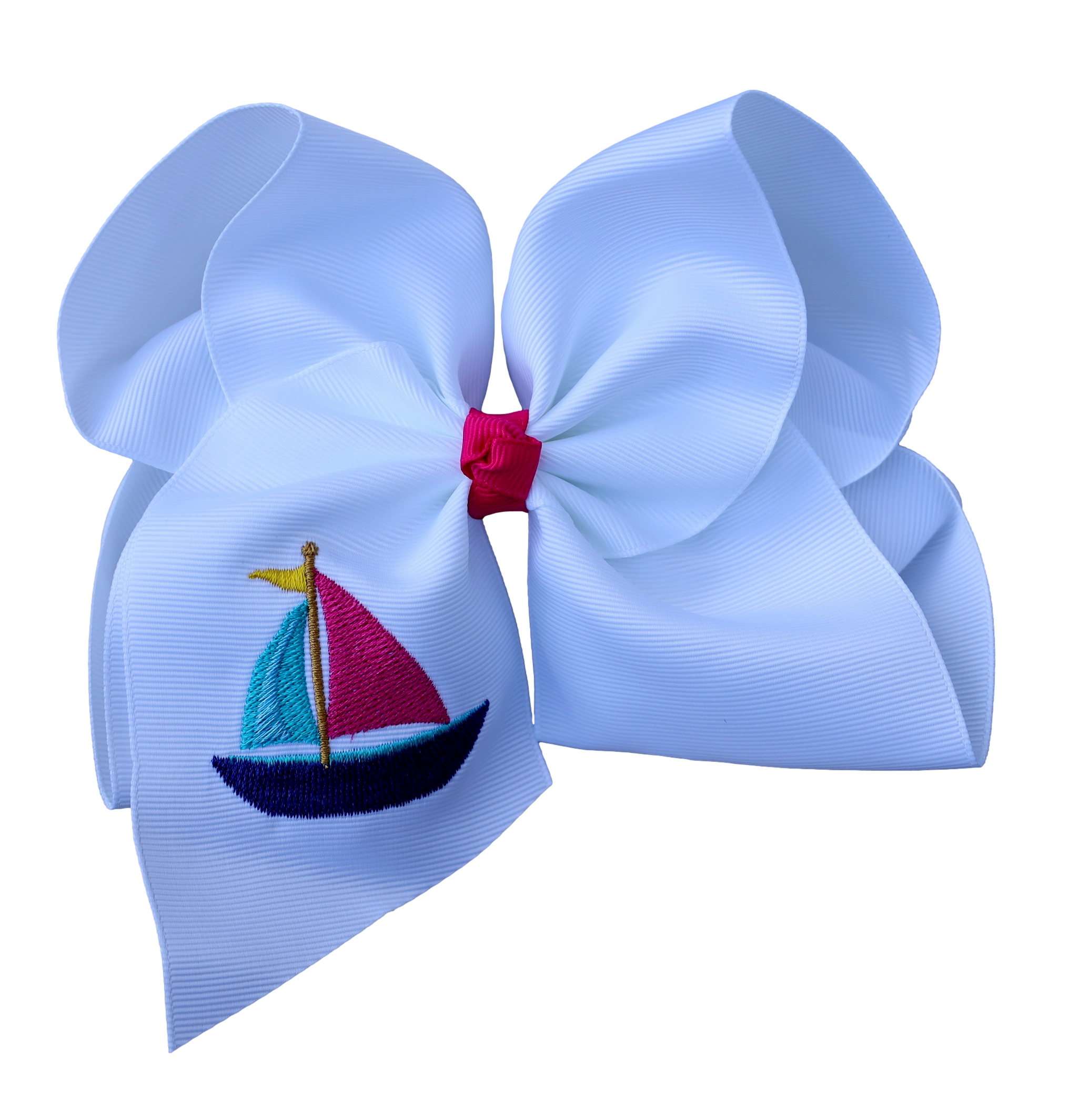 Sailboat Embroidered Bow