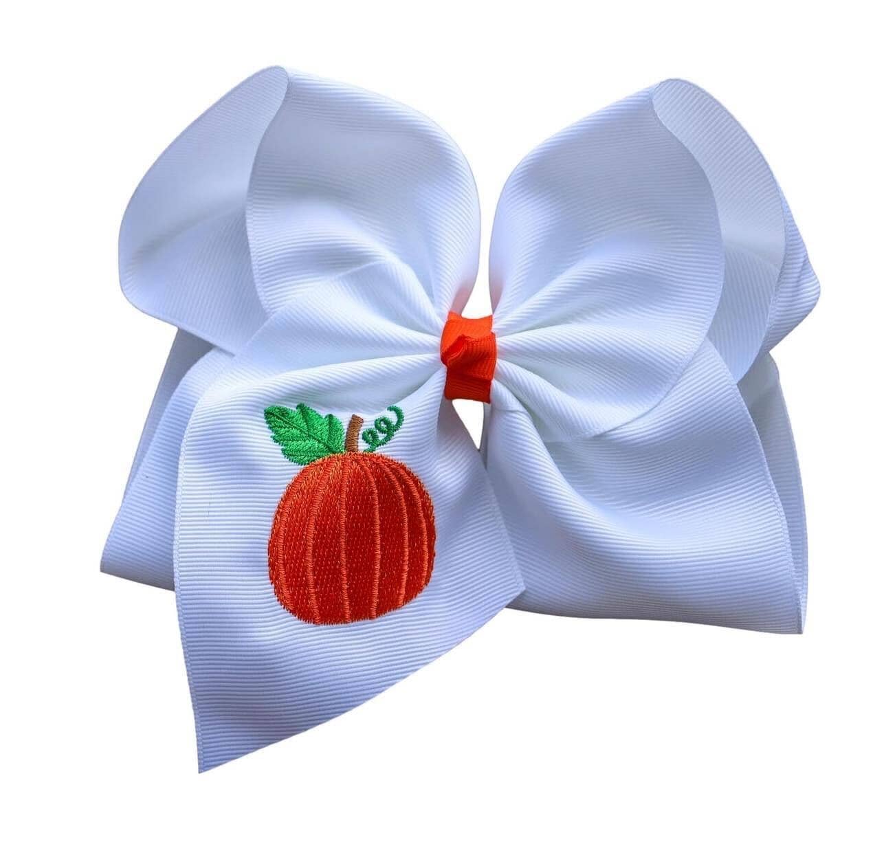 Fall Pumpkin Embroidery Bow