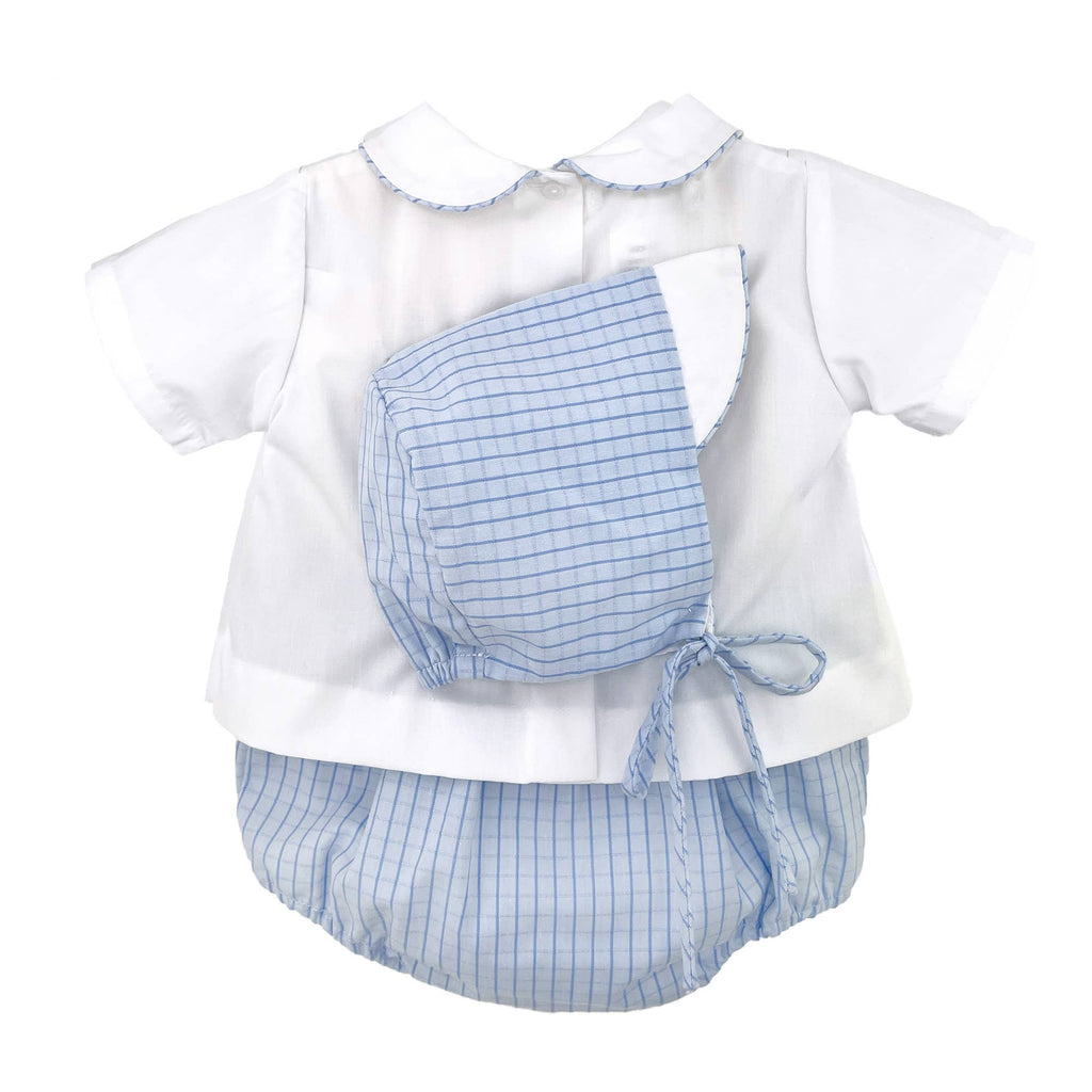 Diaper Set with Blue Easter Bunny Smocked Insert