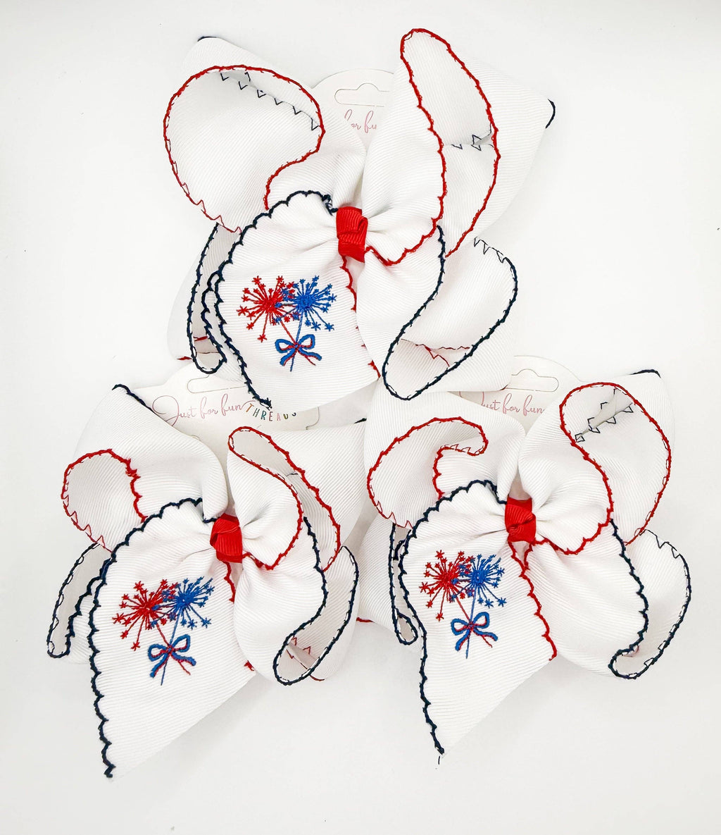 Sparkler Embroidered Moonstitch Bow