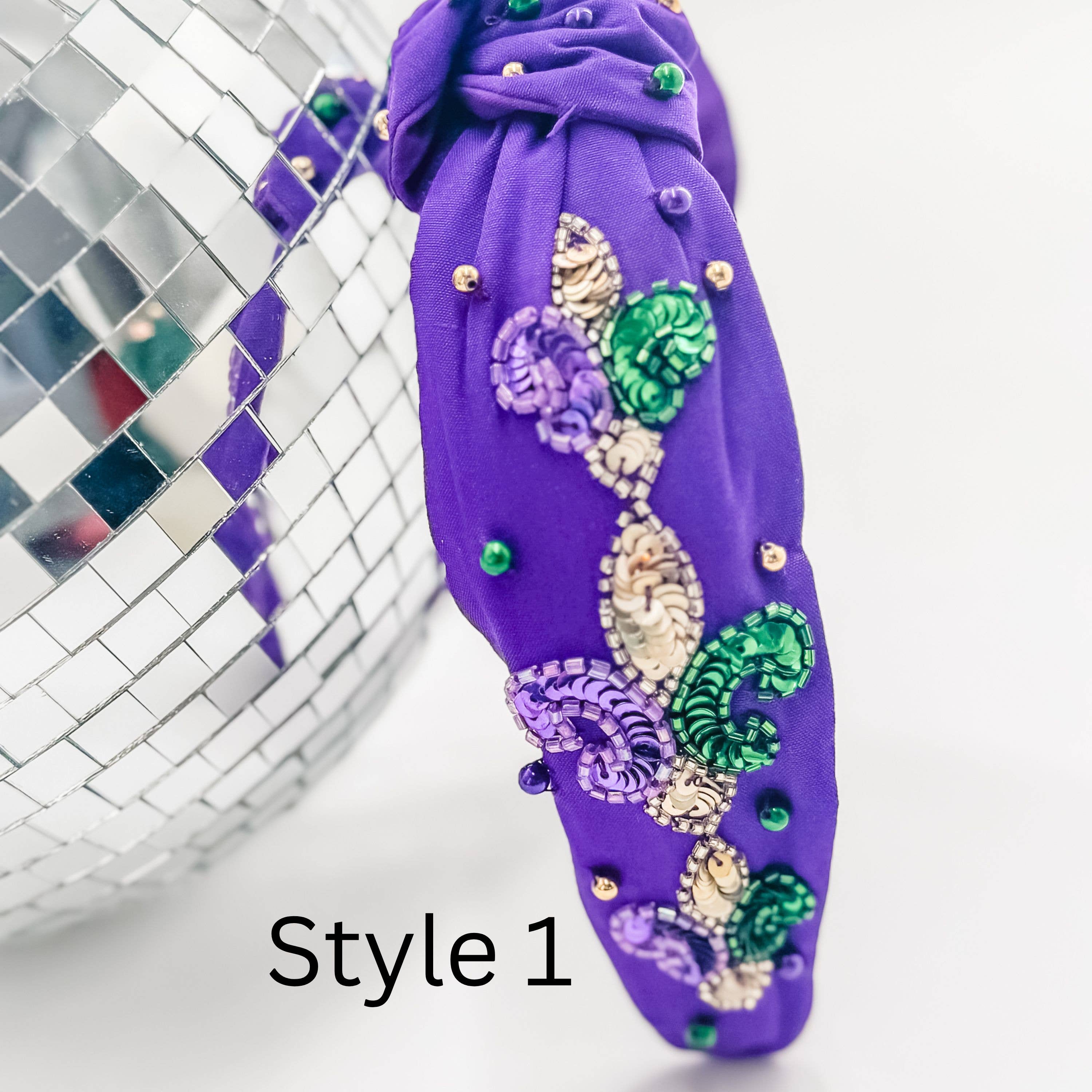 Mardi Gras Headband, Mardi Gras, Beaded Head Band