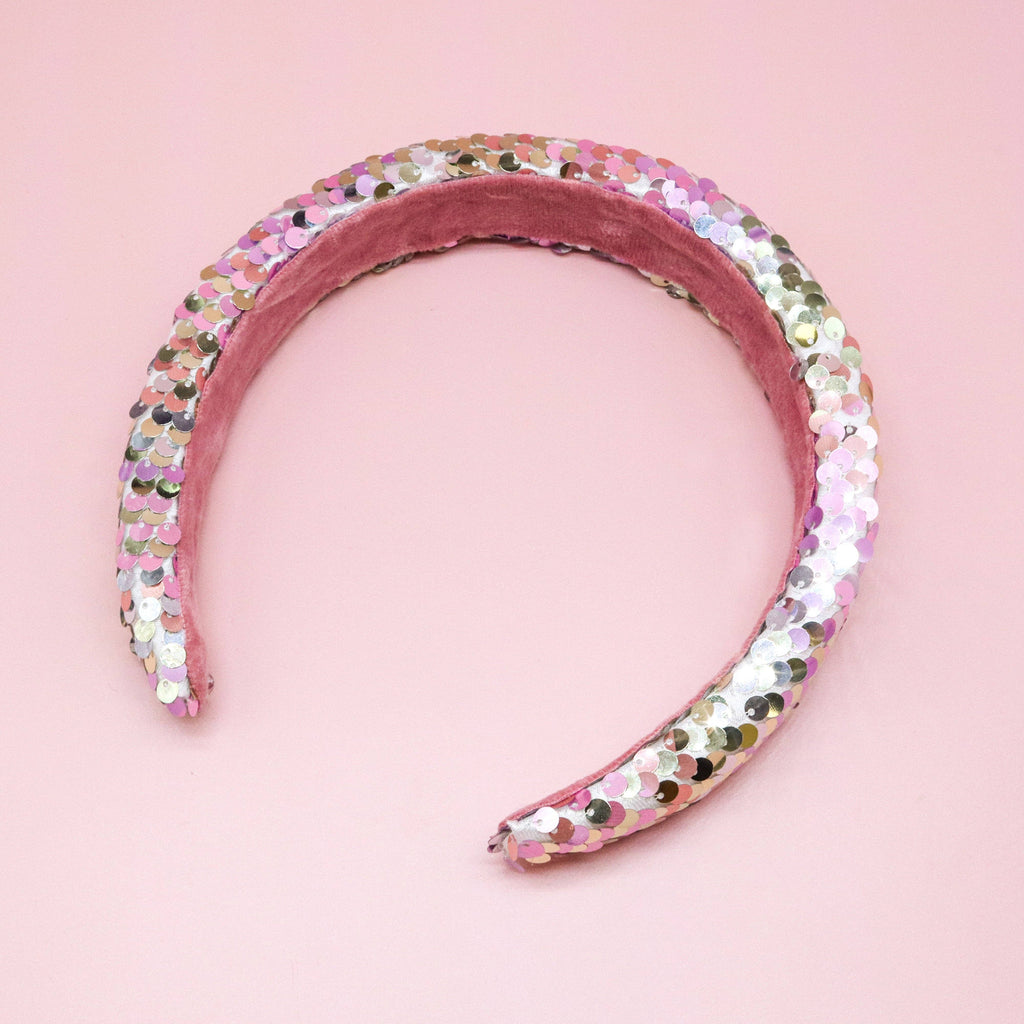 Rainbow Sequin Headband - Kids Padded Hair Band