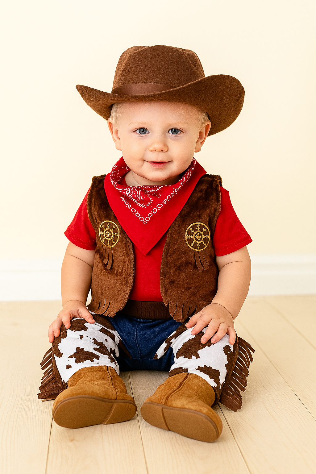 Cowboy 4-Piece  Brown Toddler Costume Outfit