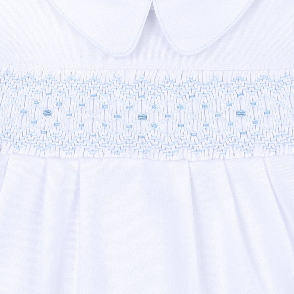 Lilly  & Lucas Smocked Footie - Blue