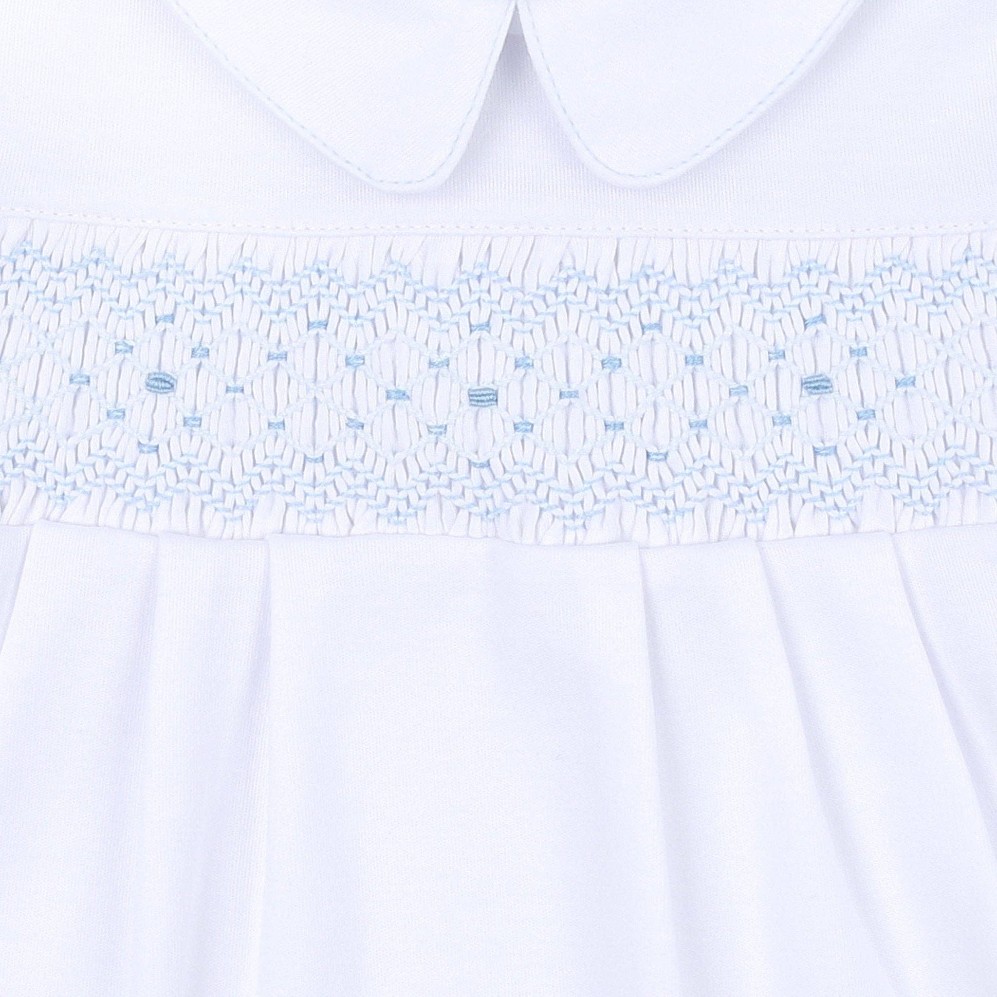 Lilly  & Lucas Smocked Footie - Blue