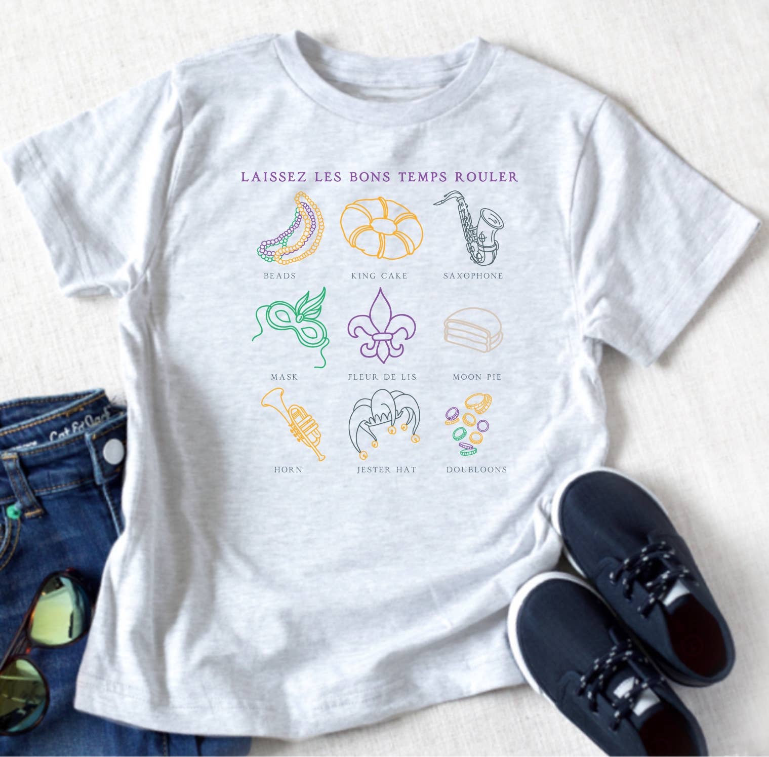 Mardi Gras Illustrations Youth Tee