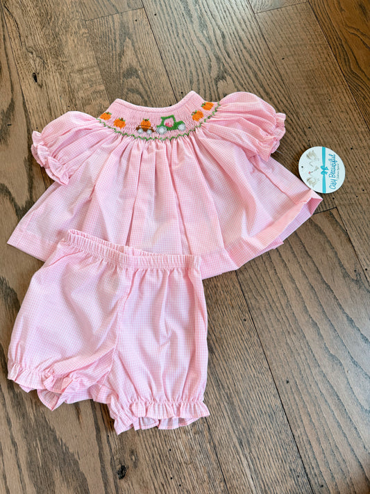 Smocked Pumpkin Bloomer Set