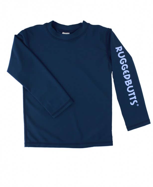 Boys Navy Long Sleeve Logo Rash Guard