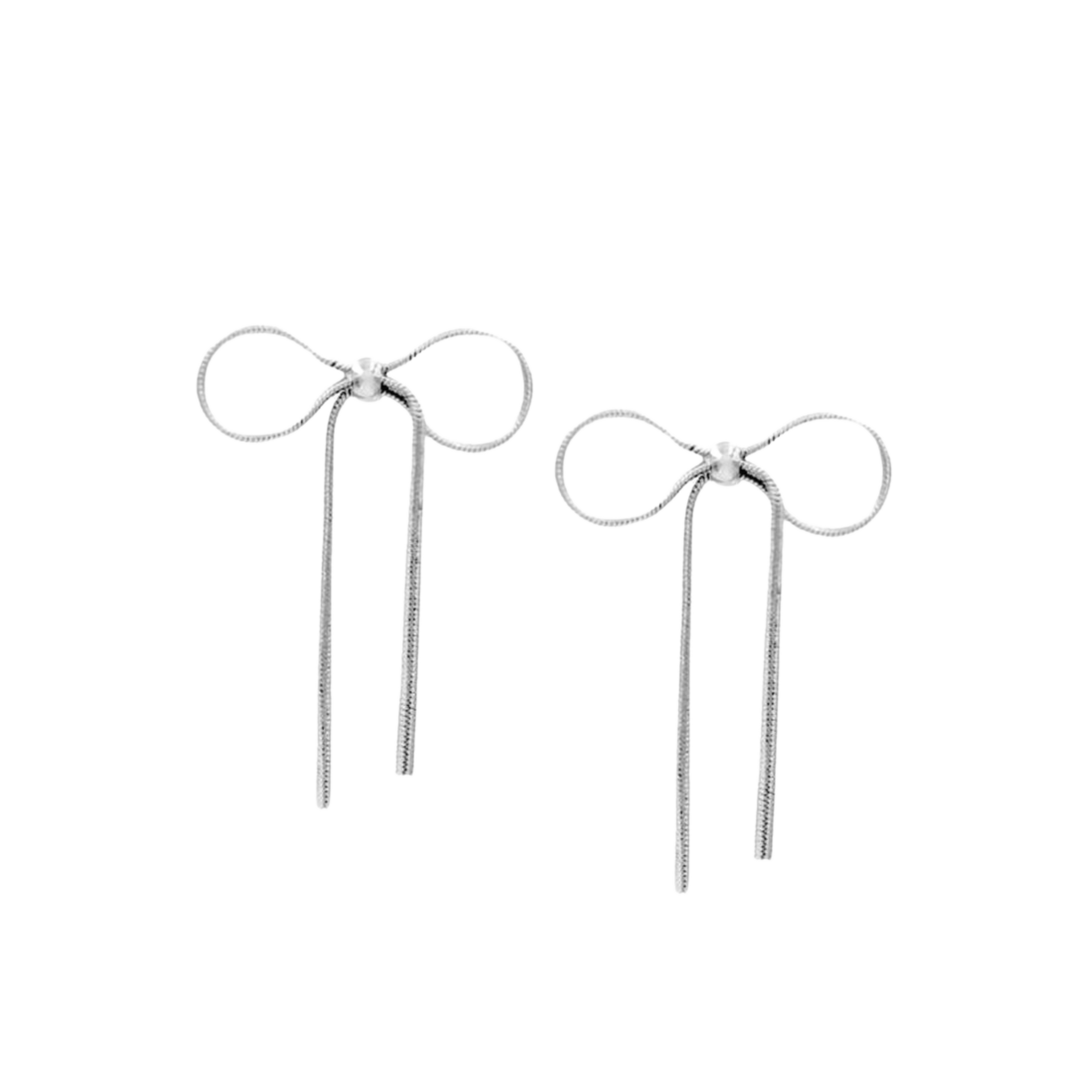 Snake Chain Bow Ribbon Earrings