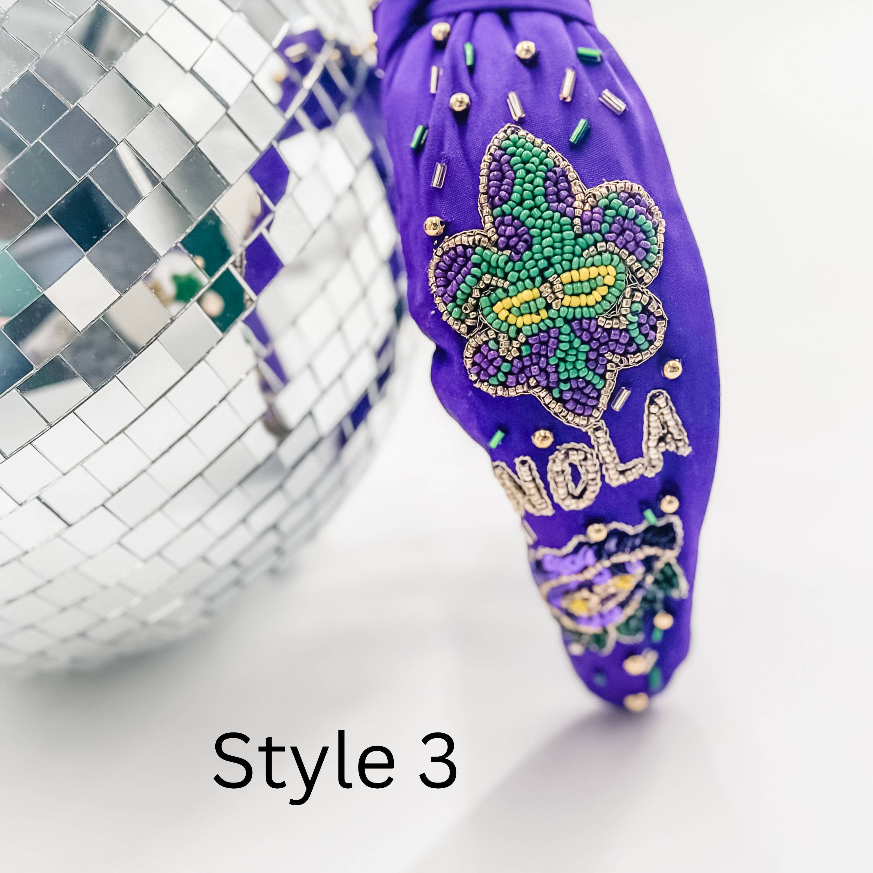 Mardi Gras Headband, Mardi Gras, Beaded Head Band