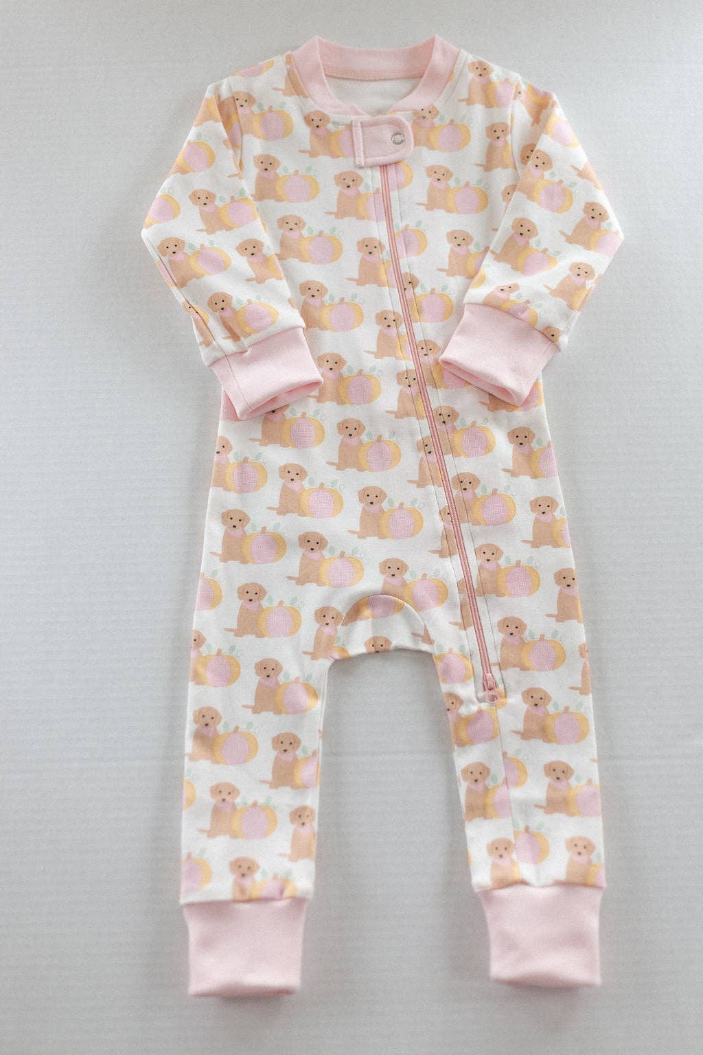 Pink Pumpkin Puppy Organic Cotton Zip Pajamas
