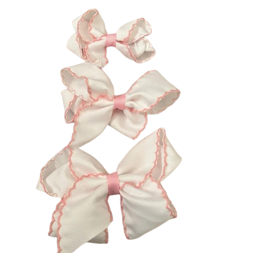 Classic Grosgrain Moonstitch Hair Bow - Medium