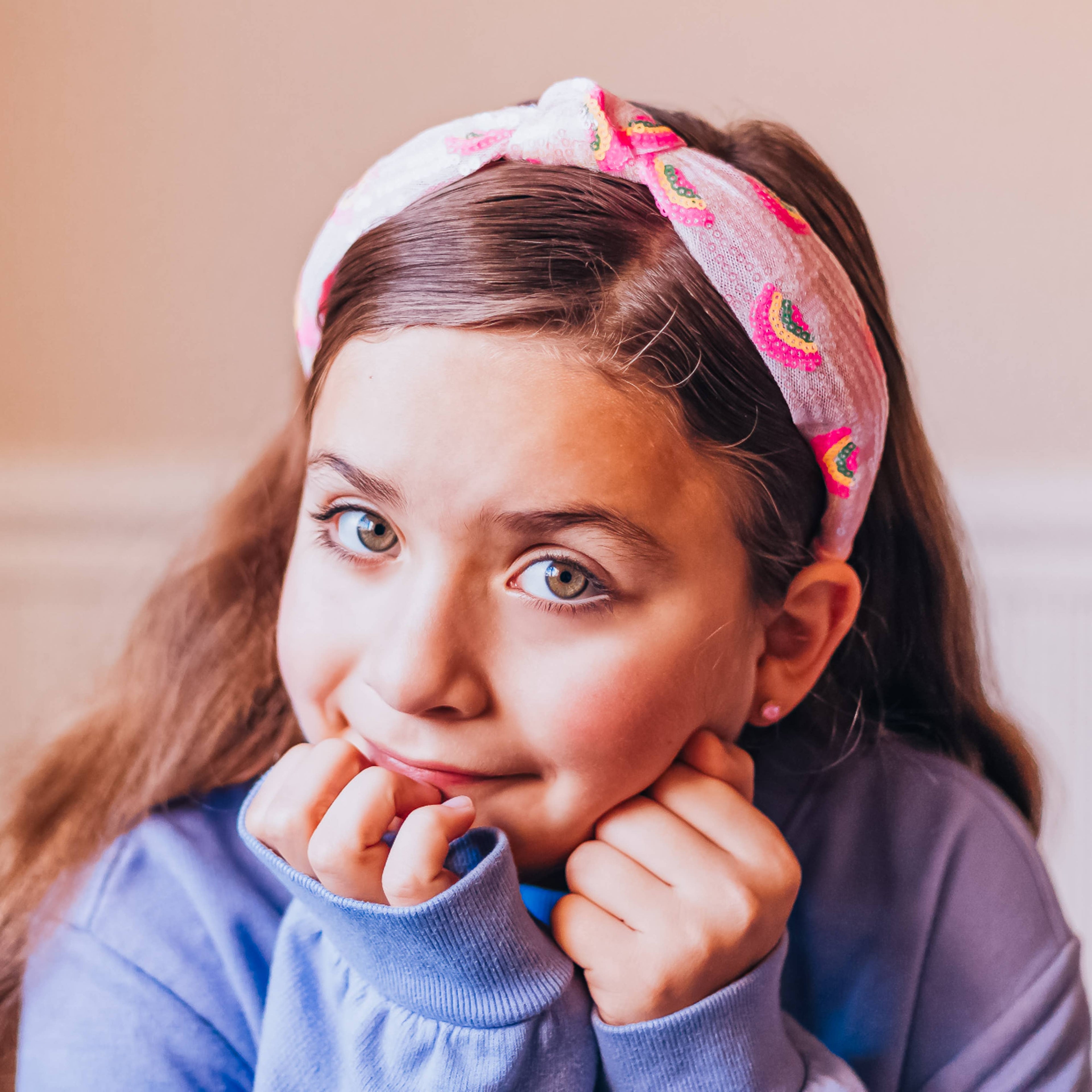 Kids Sequin Knot Headband - Rainbow