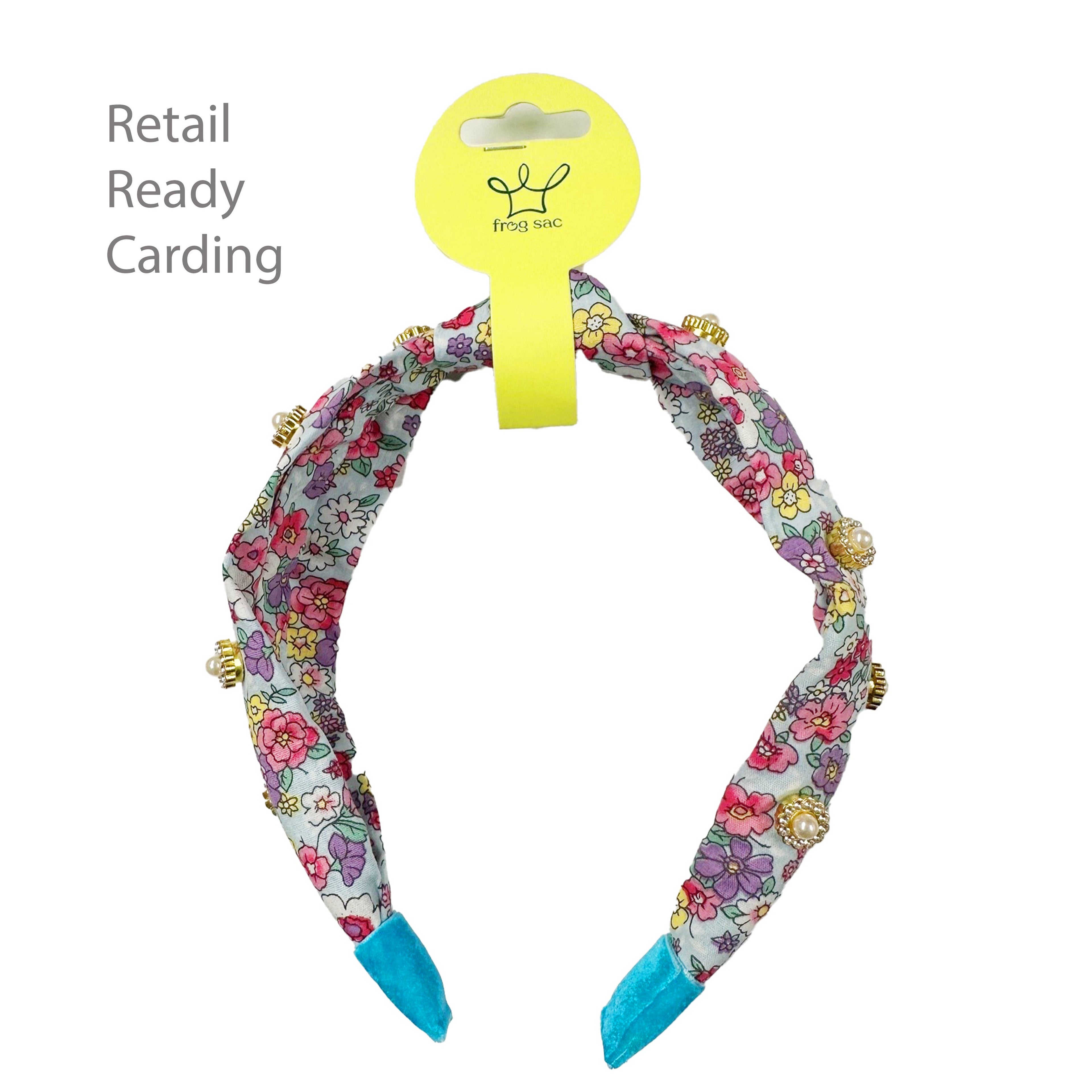 Kids Knot Headband - Embellished Floral Rhinestone Pearl