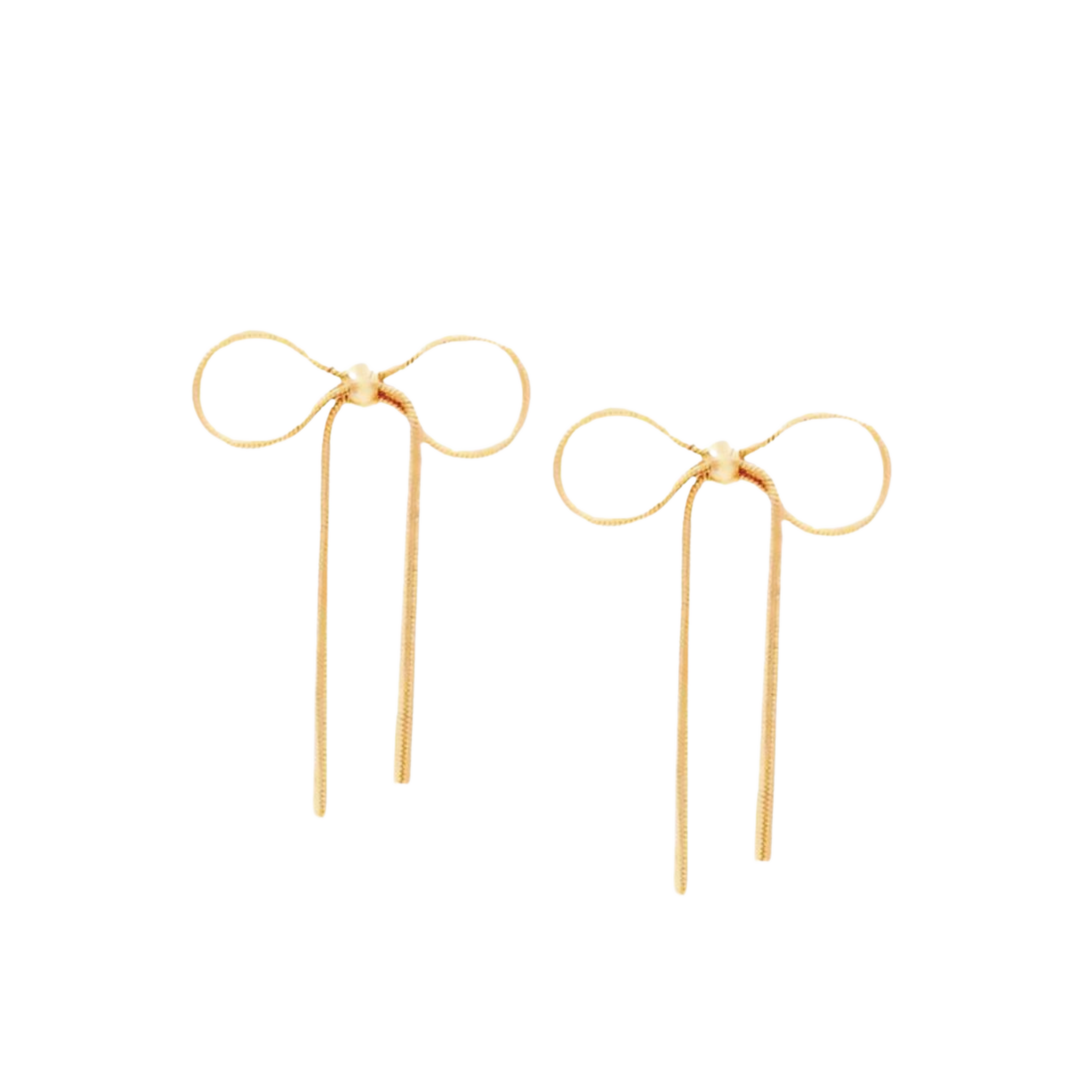 Snake Chain Bow Ribbon Earrings