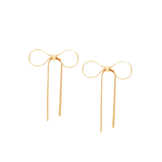 Snake Chain Bow Ribbon Earrings