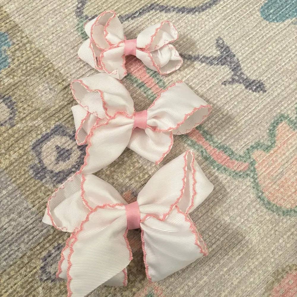 Classic Grosgrain Moonstitch Hair Bow - Medium